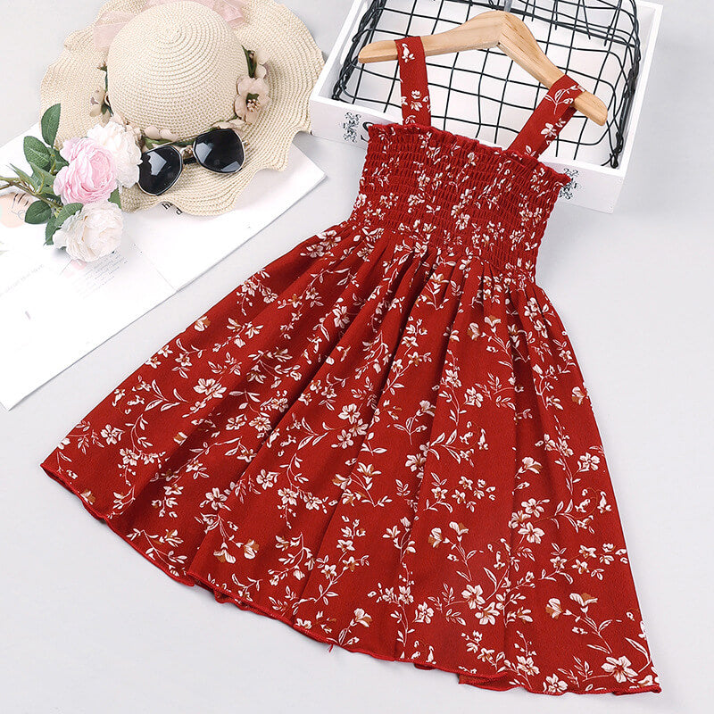 Girls Fashion Flower Pattern Slip Dress