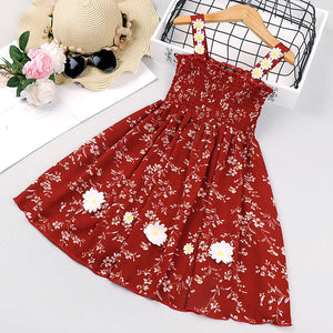 Girls Fashion Flower Pattern Slip Dress