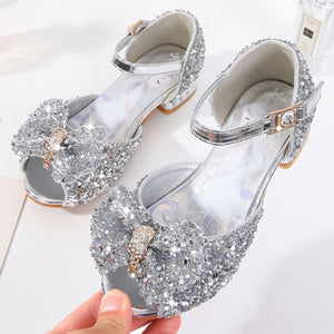 Fashion Solid Color Sequined Bow Design Sandals