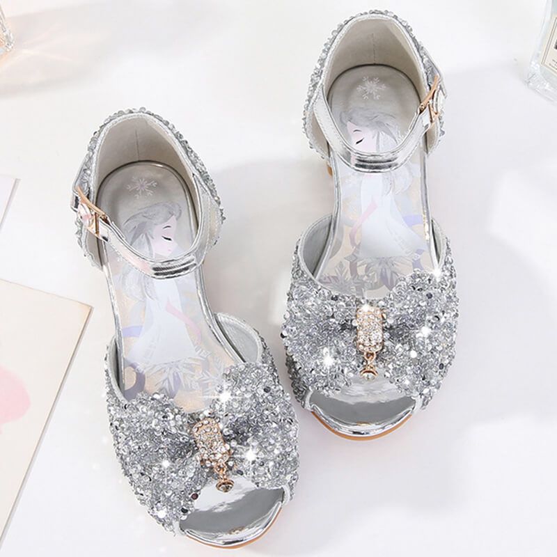 Fashion Solid Color Sequined Bow Design Sandals